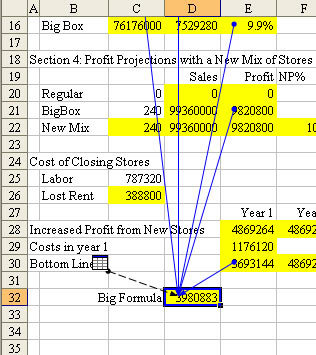 trace dependents arrows in Excel
